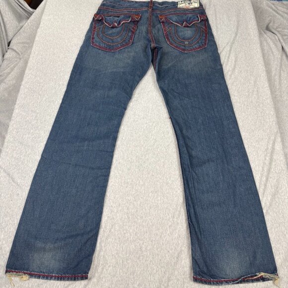 True Religion Red Thick Stitch Jeans Men's Size 34X32 - Picture 9 of 16
